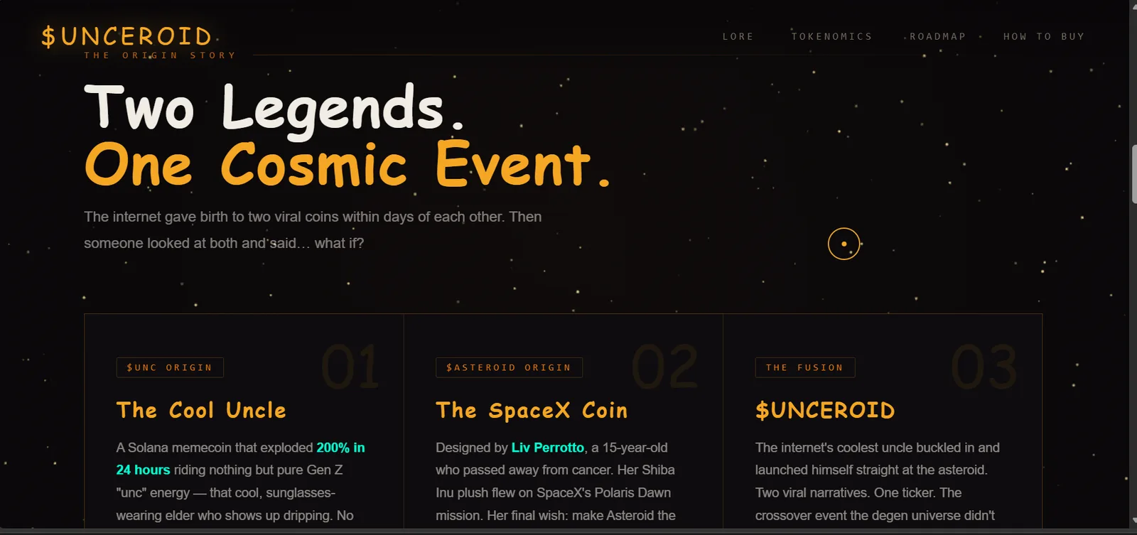 UNCEROID memecoin site